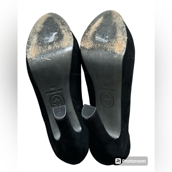 ASH Chloe black suede ankle boots heels platform zip up Sz 37 EU 6 1/2 - 7 US - Picture 5 of 8